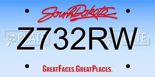 Z732RW South Dakota License Plate