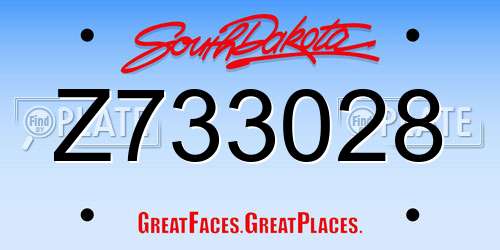 Z733028 South Dakota License Plate