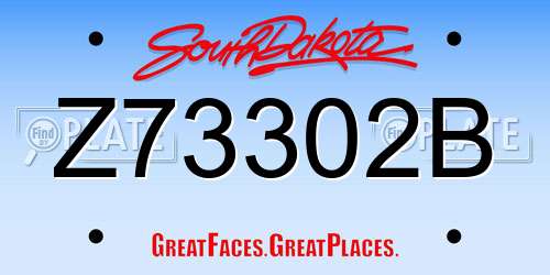 Z73302B South Dakota License Plate