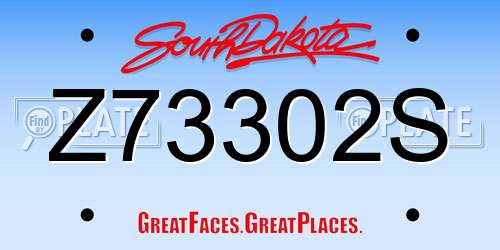 Z73302S South Dakota License Plate