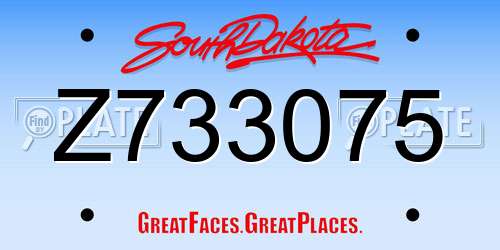 Z733075 South Dakota License Plate