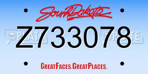 Z733078 South Dakota License Plate
