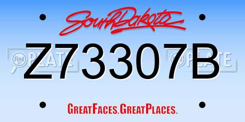 Z73307B South Dakota License Plate