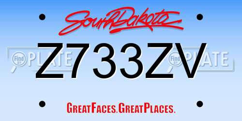 Z733ZV South Dakota License Plate