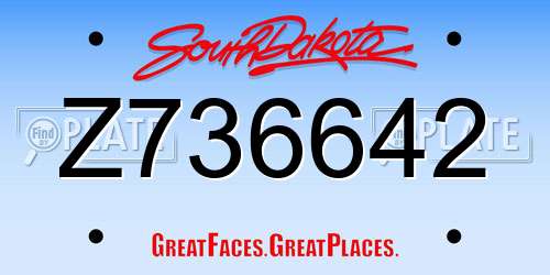 Z736642 South Dakota License Plate