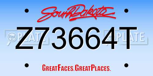 Z73664T South Dakota License Plate