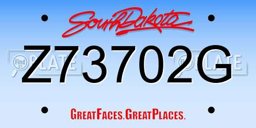 Z73702G South Dakota License Plate