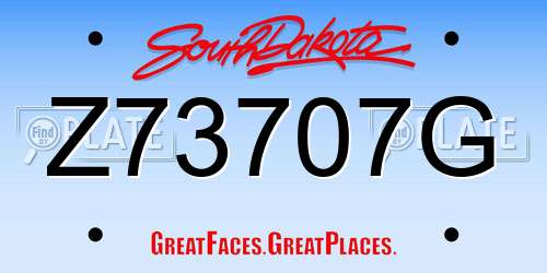 Z73707G South Dakota License Plate