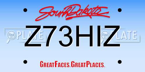 Z73HIZ South Dakota License Plate