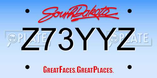Z73YYZ South Dakota License Plate