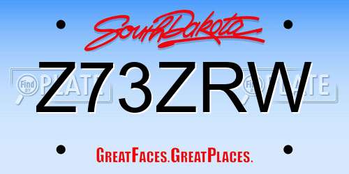 Z73ZRW South Dakota License Plate