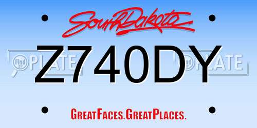 Z740DY South Dakota License Plate