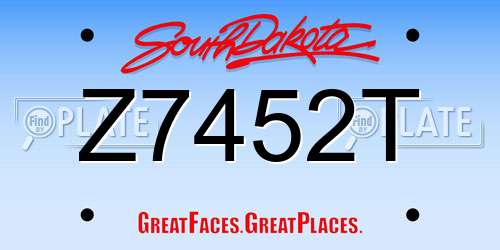 Z7452T South Dakota License Plate