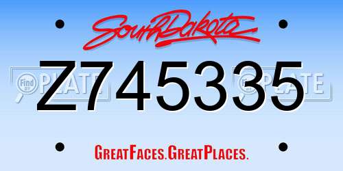 Z745335 South Dakota License Plate