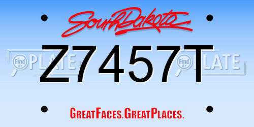 Z7457T South Dakota License Plate