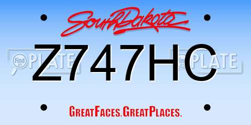 Z747HC South Dakota License Plate