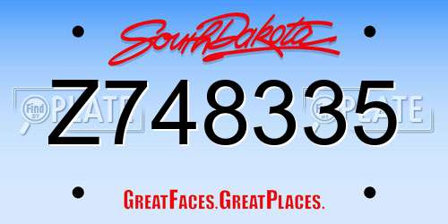 Z748335 South Dakota License Plate