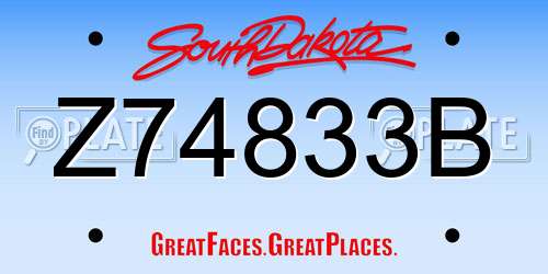 Z74833B South Dakota License Plate