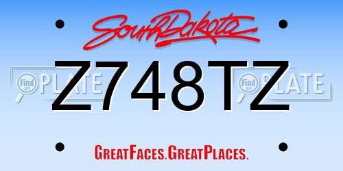 Z748TZ South Dakota License Plate