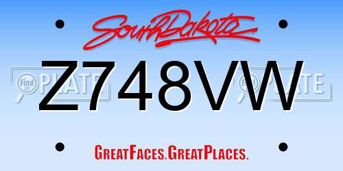 Z748VW South Dakota License Plate
