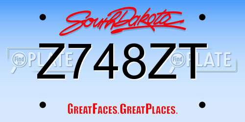 Z748ZT South Dakota License Plate
