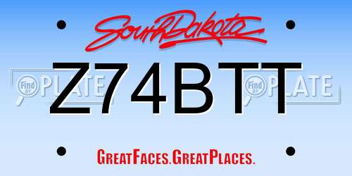Z74BTT South Dakota License Plate