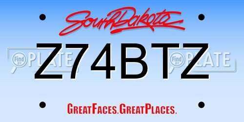 Z74BTZ South Dakota License Plate