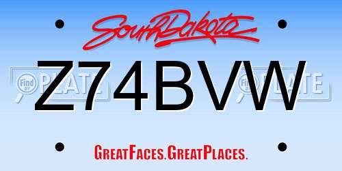 Z74BVW South Dakota License Plate