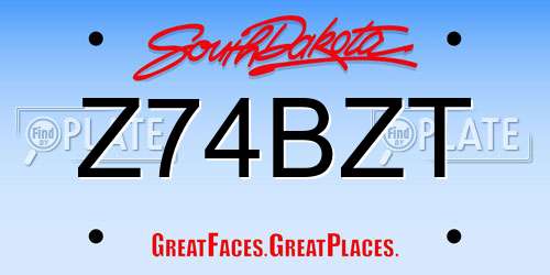 Z74BZT South Dakota License Plate