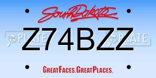 Z74BZZ South Dakota License Plate