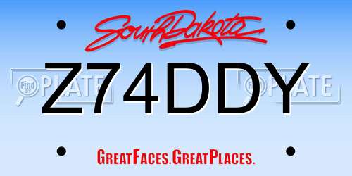 Z74DDY South Dakota License Plate
