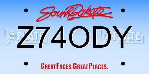 Z74ODY South Dakota License Plate