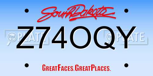 Z74OQY South Dakota License Plate