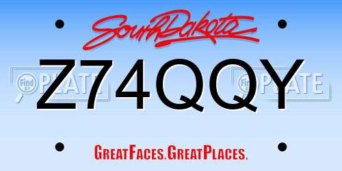 Z74QQY South Dakota License Plate