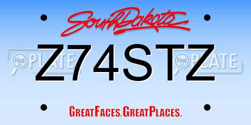 Z74STZ South Dakota License Plate