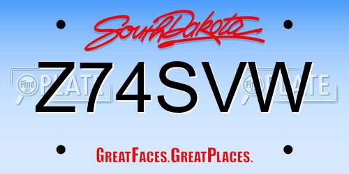 Z74SVW South Dakota License Plate