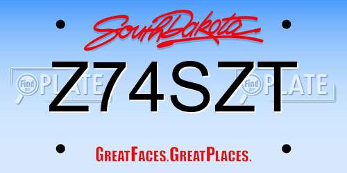 Z74SZT South Dakota License Plate
