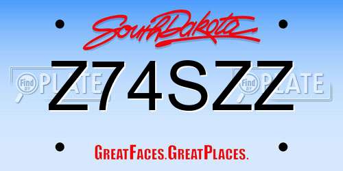 Z74SZZ South Dakota License Plate