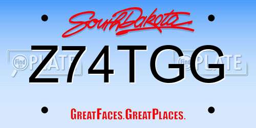 Z74TGG South Dakota License Plate