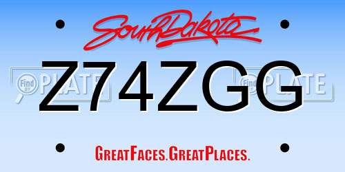 Z74ZGG South Dakota License Plate