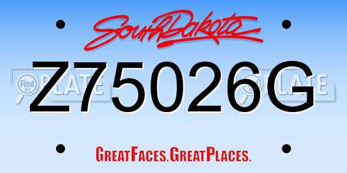 Z75026G South Dakota License Plate
