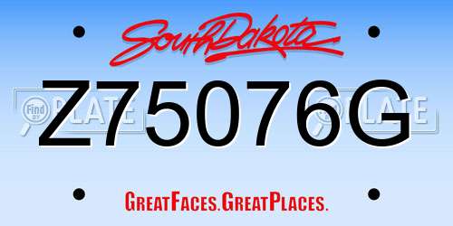 Z75076G South Dakota License Plate