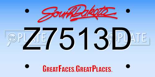 Z7513D South Dakota License Plate