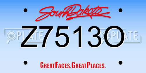 Z7513O South Dakota License Plate