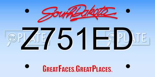 Z751ED South Dakota License Plate