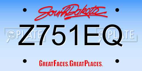 Z751EQ South Dakota License Plate