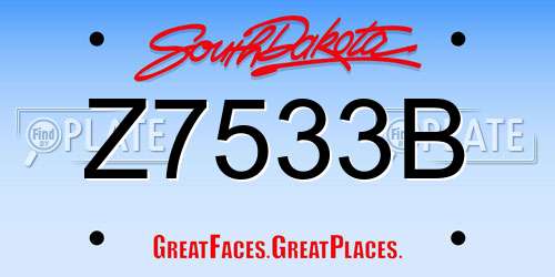 Z7533B South Dakota License Plate