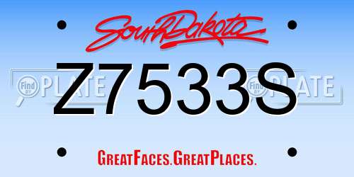 Z7533S South Dakota License Plate