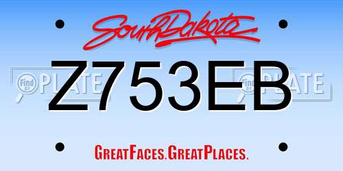 Z753EB South Dakota License Plate