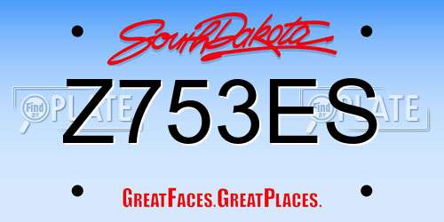 Z753ES South Dakota License Plate